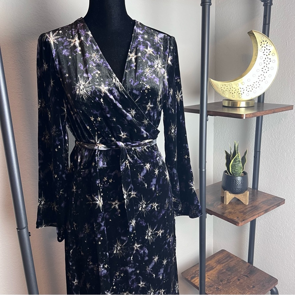 NWOT Johnny Was Stardust Velvet Kimono Wrap Dress Boho Long Sleeve Size Small